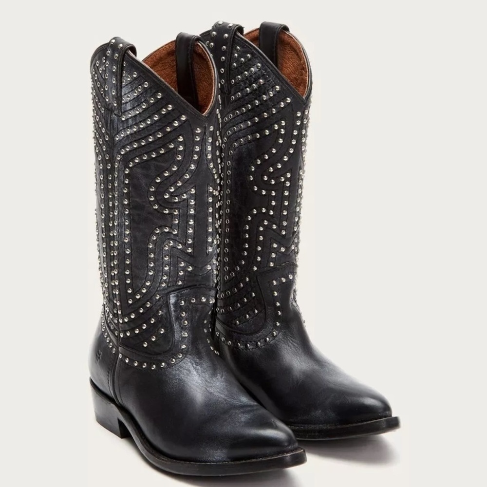 Frye Billy Stud Pull On Western Leather Boots